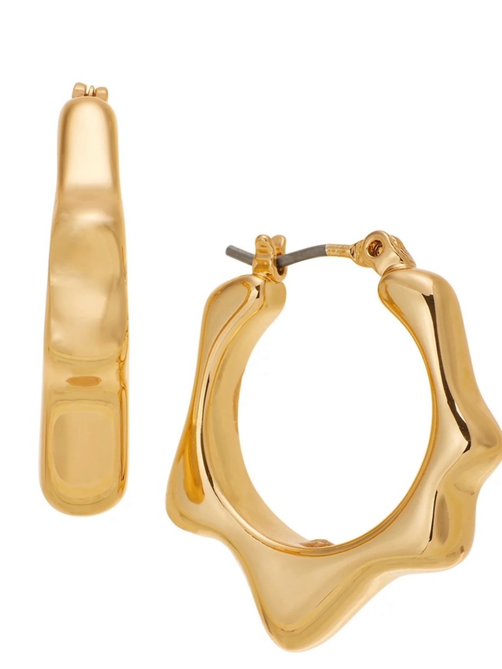 On 34th Wavy Gold-Tone Hex Hoop Earrings